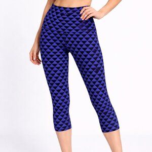 K-DEER XS Blue Black Geometric Triangle Cropped Leggings